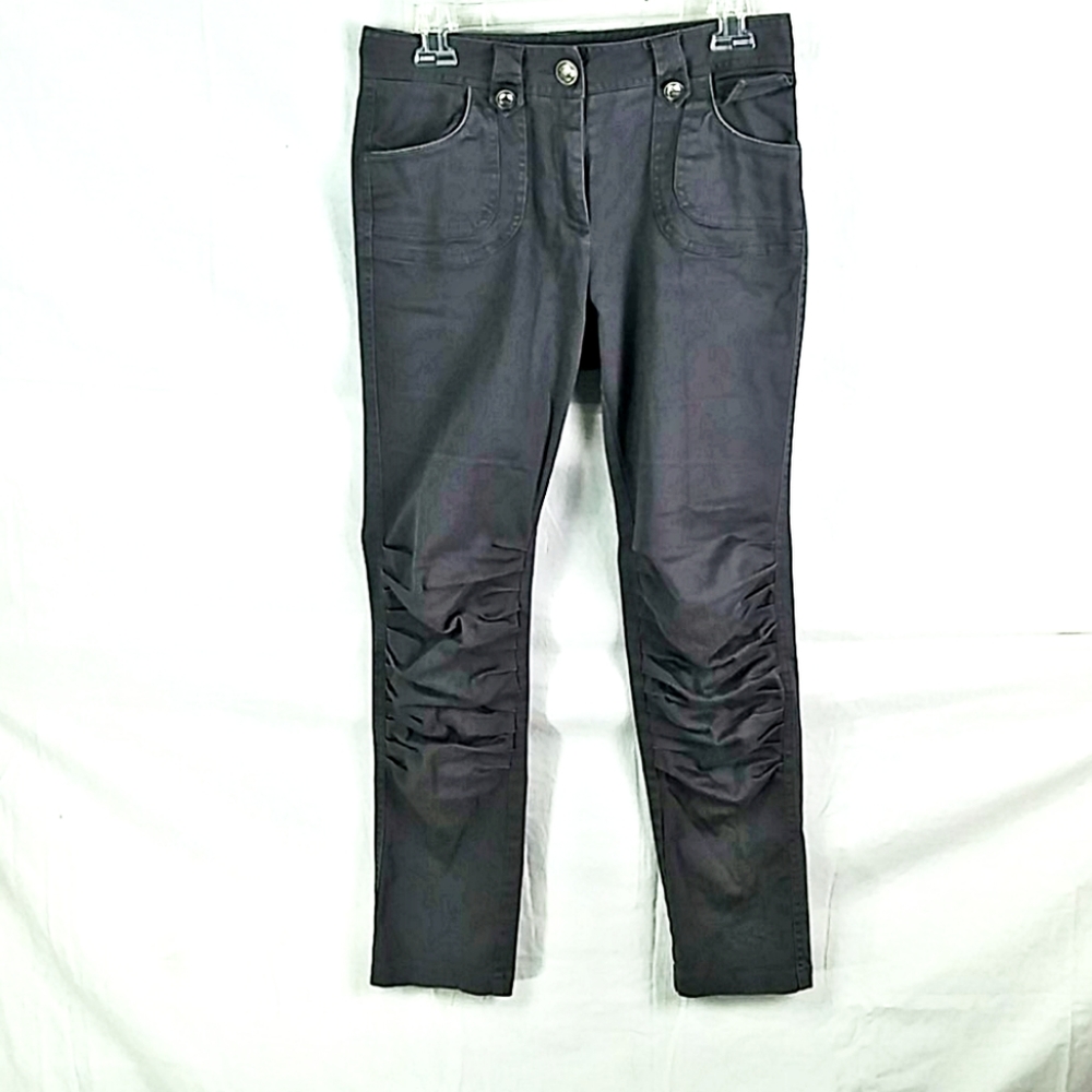 Saran grey ruched leg skinny pants satin pocket M